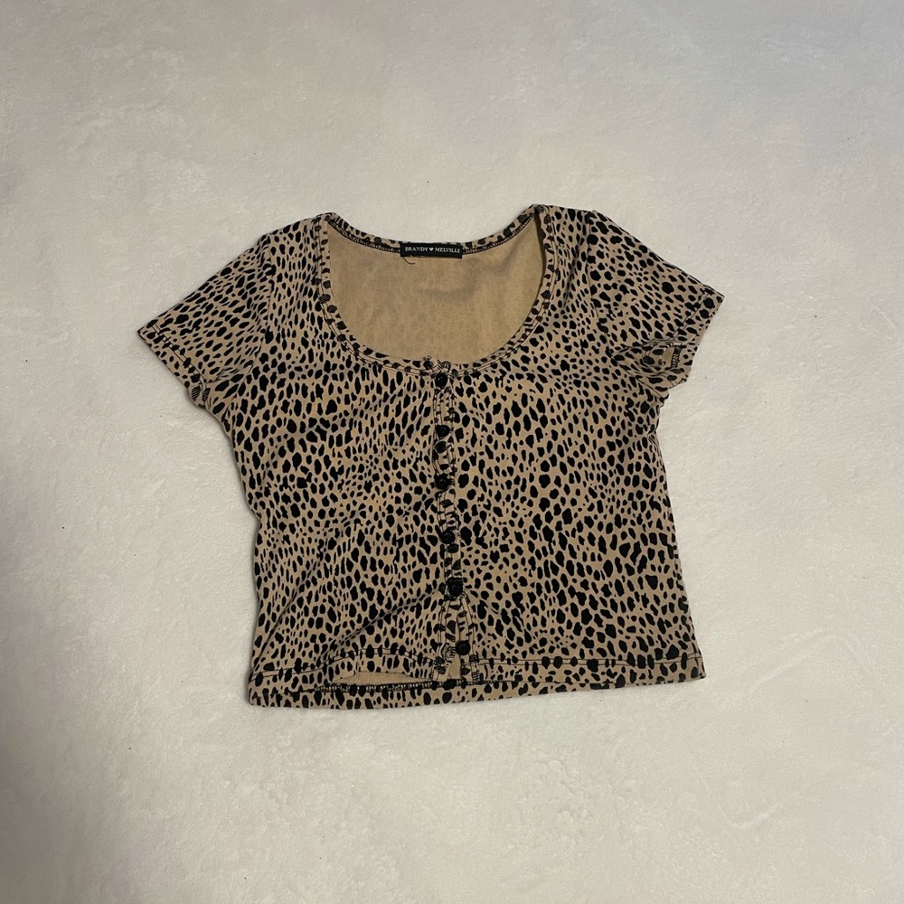 brandy melville leopard print button top